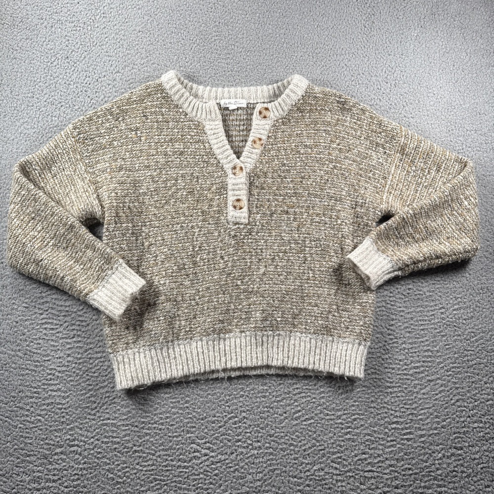 By The River Sweater Womens S‎ Long Sleeve Popover Buttons Casual Career Preppy